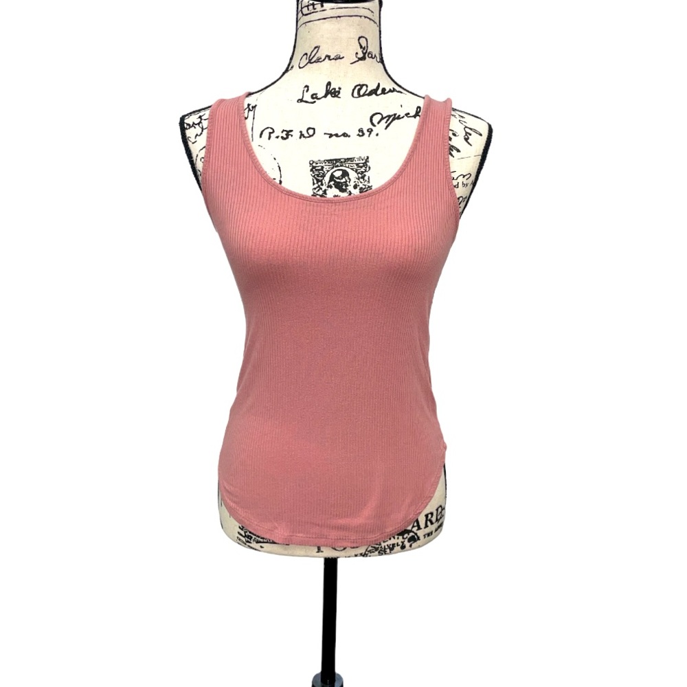 Ambiance Apparel Sleeveless Criss Cross Back Pink Tank